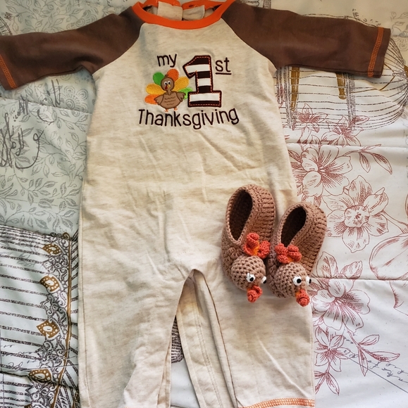 Good Lad Other - Thanksgiving Outfit with Booties & Bib